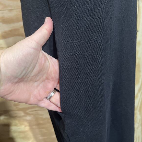 Talbots Shift Dress Black Size Medium Embroidered Casual Stretch Boho Beachy - Picture 6 of 8